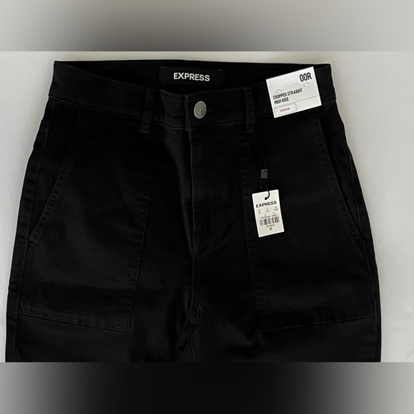 EXPRESS Cropped, Straight, High Rise Stretch Jeans Size 00R NWT - Picture 4 of 8